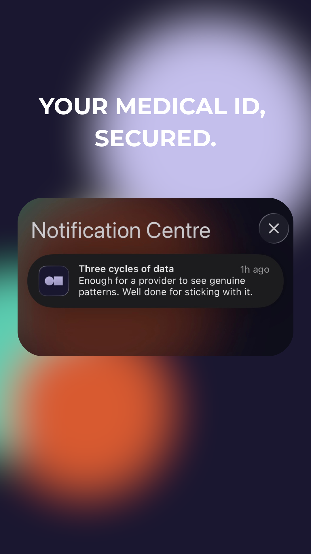 Lanna private medical ID notification with cycle data summary
