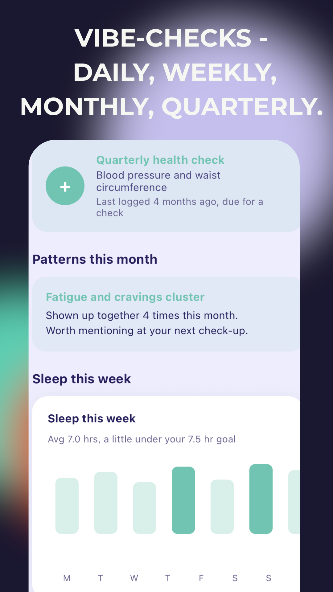 Lanna health insights screen showing recurring patterns and sleep